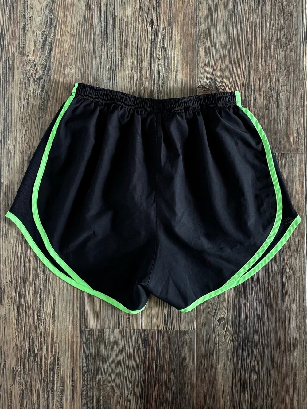 Nike Dri-Fit Athletic Shorts Womens S Black Neon Green Lined Running Gym Workout